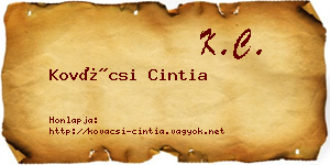 Kovácsi Cintia névjegykártya