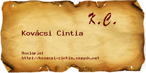 Kovácsi Cintia névjegykártya